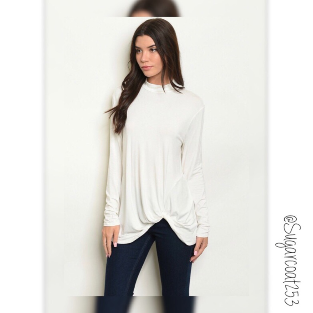 •Sweet Journey• Knotted Ivory Long Sleeve Top